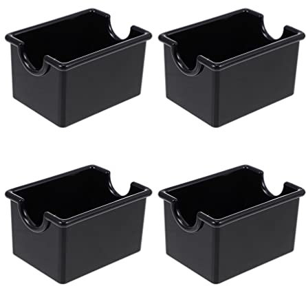 4pcs Tea Bags Box Organizer Sugar Packets Storage Container Modern Acrylic Tea Caddy Chest for Tea Bags Creamers Sugar Coffee Pods Instant Coffee Packets Black (Color : Black)