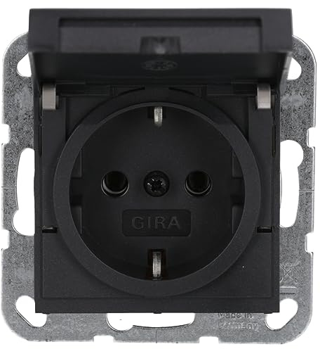GIRA 445428 SCHUKO Steckdose mit Klappdeckel System 55 Anthrazit