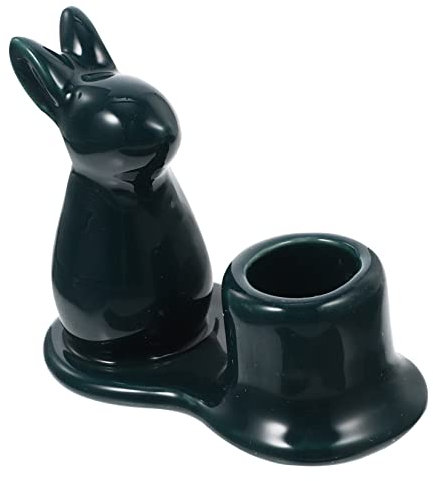 GOOHOCHY Ceramic Candle Holder Mit Niedlichem Hasen-Design Für Osterdekoration Stimmungsvolle Tischdeko Und Romantische Abendessen Langlebigem Keramikmaterial Dunklem Grün