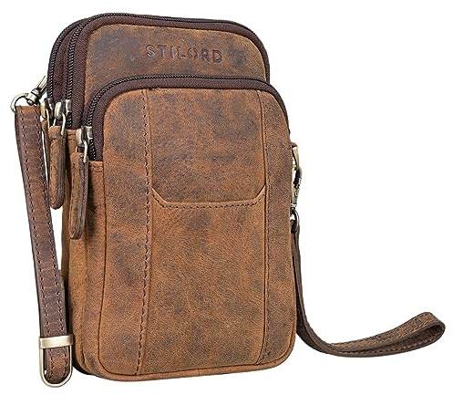 STILORD Tertius Herren Umhängetasche Leder mit 3-in-1 System Männerhandtasche Handytasche zum Umhängen Handgelenktasche Gürteltasche Herren Farbe:Colorado - braun