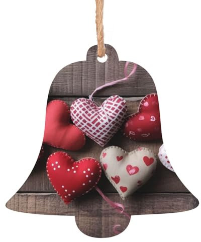 Valentinstag Herzen Holz Weihnachtsglocke Form Ornamente Holz Weihnachtsbaum Hängende Dekoration Weihnachtsbaum Ornamente mit Seilen für Weihnachten Urlaub Dekorationen