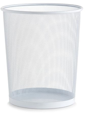 Basera Papierkorb Mülleimer für Büro, Bad, Jugendzimmer & Kinderzimmer, 35 x Ø29,5 cm, Metallgeflecht, rund (weiß)