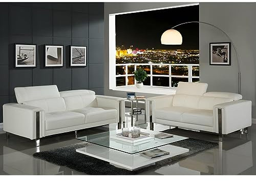 Vente-unique - 3-Sitzer + 2-Sitzer Maroua - Kunstleder - weiß