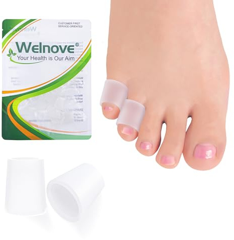 Welnove Protezioni per dita dei piedi, confezione da 12 pezzi, in silicone infuso con estratto di aloe vera, per calli, vesciche, cuscinetti in morbido gel per alleviare il dolore