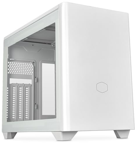 Cooler Master MasterBox NR200P V2 White Mini-ITX Chassi - Sidopanel i Glas, Vertikal GPU-Layout, PCIe 4.0 x16 Riser-kabel, Verktygslös 360-Graders Åtkomst, 120 mm PWM Fläkt, USB 3.2 Gen 2x2 Typ-C