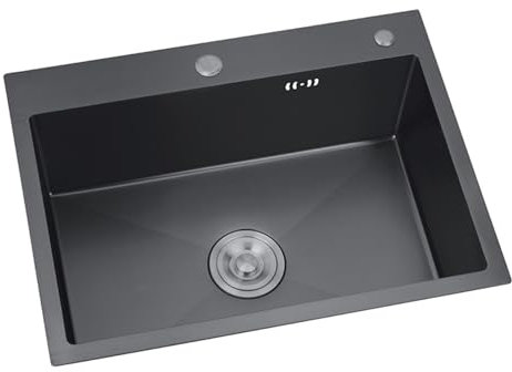 XJTNLB Fregadero Cocina 1 Seno con Escurridor Fregadero Bajo Encimera Inox Kit de Fregadero Rectángulos 600x450mm