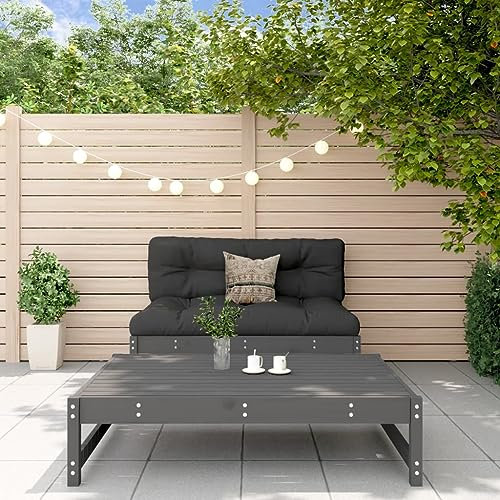 ULUYYUC 2-TLG. Garten-Lounge-Set, Küchensofa Schlafsessel Mit Bettfunktion Gartenbank Eckbank Geeignet für Balkon Außenbereich Hinterhof Garten mit Kissen Grau Massivholz