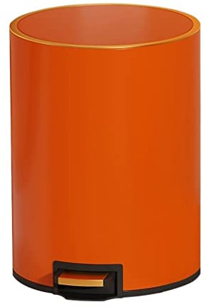Poubelle, Poubelle À Fermeture Douce, Avec Pédale, Poubelle Ronde En Acier Inoxydable Pour Salle Den, Corbeille À Déchets Avec Couvercle Pour Cuisine/Orange/12L