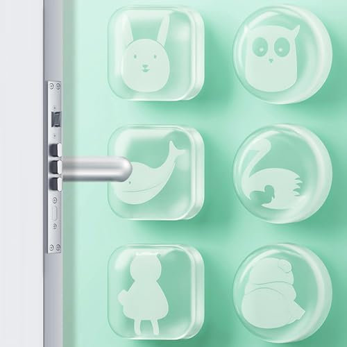 6 Stück Türstopper Wand selbstklebend Transparenter Animal-Print 10mm Dick Gummipuffer Selbstklebend Elastikpuffer Zum Schutz von Wänden und Möbeln Wand-Stopper in dezentem Design Türgriff-Puffer