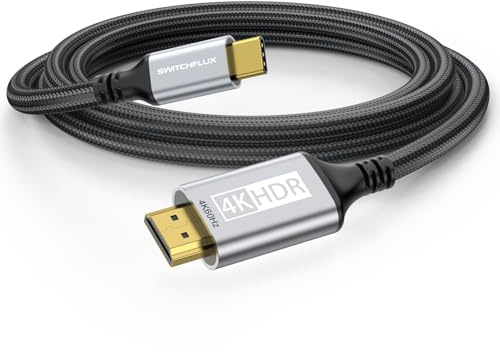 SWITCHFLUX USB C to HDMI Cable 3M for Home Office (4K@60Hz) for Laptop