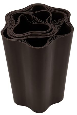 BRESKO Rasenkante 20 cm Hoch x 9 m Lang Beeteinfassung Beetumrandung Mähkante Garten Raseneinfassung Rasenbegrenzung Rasenkantenband Beetbegrenzung Kunststoff Braun Wellig