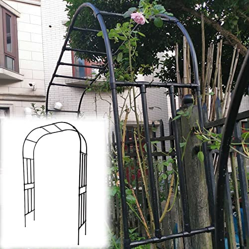 Arco da Giardino 120x240cm Traliccio da Giardino Arco Resistente alle Intemperie Arco di Rose Arco in Metallo Nero Giardino Pergola Traliccio Piante Rampicanti Fai da Te Facile Installazione