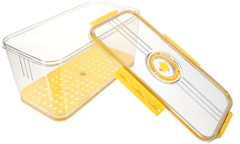 BIUDECO Timing Recording Food Storage Box with Transparent Design Sealable Lid and Draining Tray for Vegetables and Fruits The Fridge for Freshness Tracking