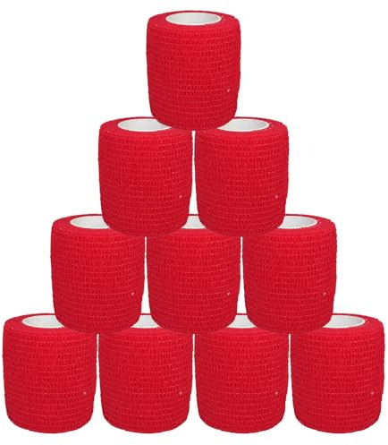 Selbsthaftender Verband Tape Sport Elastische Fixier Binde Mullbinden (Rot)