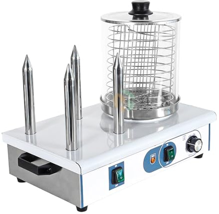 forplubossmmp 2/4 Hot Dog Machine & Bun Warmer Steamer, Electric Contact Grills with 50-200℃ Temperature, Food Steamers for Breakfast Shop, Restaurants, Food Trucks, Parties, or Home Use,4-stick