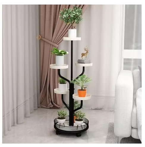 Robuster Blumentopfständer for mehrere Pflanzen, Ständer for Pflanzen im Innen- und Außenbereich, rundes Regal aus Eisen for Pflanzgefäße, Topfpflanzenhalter for den Garten zu Hause(Black,H 100CM/39.3