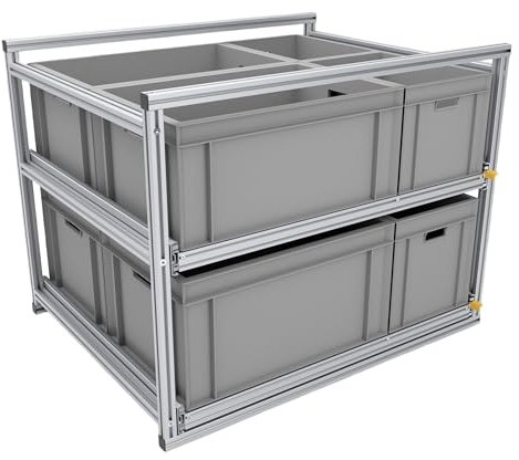 Tinobu Auszug für die Heckgarage im Camper, Ordnungssystem für Euroboxen, Länge 80cm breite Variante (Breite: 90cm)