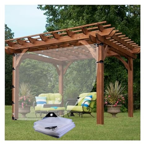 Copertura per pozzo della finestra, gazebo con occhielli e corda elastica, panno isolante per capanno, 3 x 5 m, protezione esterna durevole e impermeabile per mobili da giardino, barbecue e molto