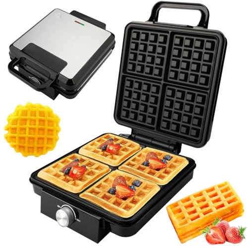 Gofreras y planchas, Gofrera de 1500 W con calefacción de Doble Cara, Revestimiento Antiadherente, Control de Temperatura, luz LED, fácil Limpieza, Mini gofrera, croquetas de Patata