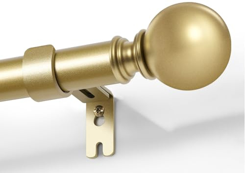 Joydeco Einstellbare Golden Gardinenstange Set 76cm-236cm Dekorative Vorhangstange mit Aluminium Endkappe für Duschraum Schlafzimmer Wohnzimmer (Golden,76cm-236cm)