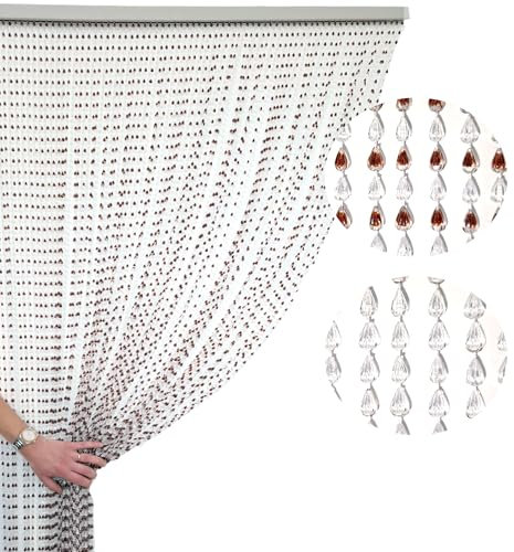 Tenda Antimosche con Perline a Forma di Goccia, Moschiera Elegante Funzionale, Protezione Efficace da Insetti e Zanzare per Porta Finestra Balcone Camper PVC - 100x220 cm Cristallo