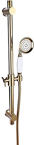 Barre coulissante de douche dorée avec support de tête réglable et pommeau de douche à main en laiton pour toilettes et salle de douche avec tuyau de douche