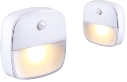 Rocky Green Veilleuse LED avec détecteur de mouvement, alimentation par piles, éclairage automatique de 60 jours, lumière fine de 74 mm pour armoire, cuisine, crèche, escaliers (lumière