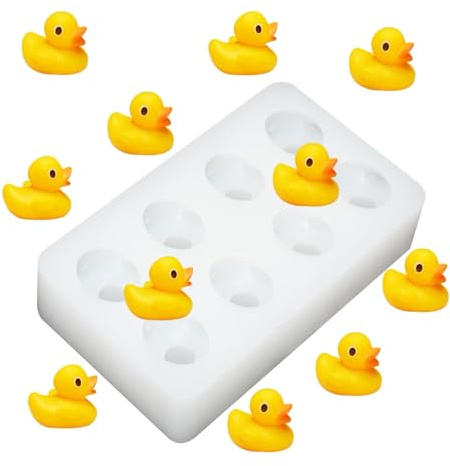MIni Silikonform Ente, 8 Mulden silikonformen, 3D Silikonform Ente, DIY tier-silikonformen, Schokoladen-Bonbon-Dekorationsformen, Geeignet für Epoxidharz, Seife, Polymer Clay und Kuchendekoration