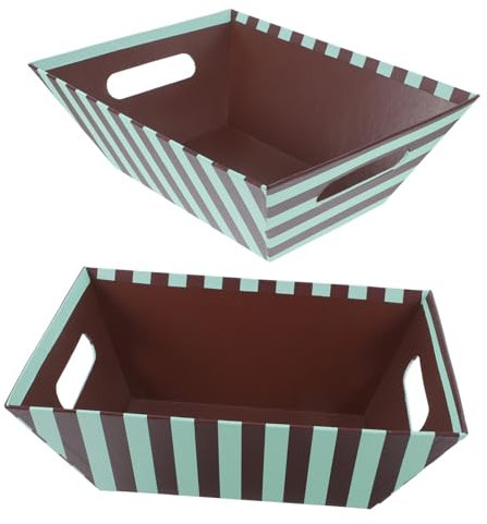 Alipis Lot De 2 Plateaux À Collation En Papier : Paniers À Aliments Rayés Robustes Avec Poignée, Barquettes De Service Ingraissables – Pour Pain, Bonbons, Friandises, Collations,