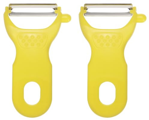 sourcing map Set di 2 pelapatate in acciaio inox da 11,4 cm, per mele, frutta, carota, giallo