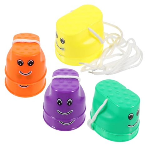 Toyvian 4paare Spielzeugstelzen Plastikstelzen Junge Mädchen Laufbecherstelzen rutschfeste Topfstelzen Für Drinnen Und Draußen Balancier-Spielzeug