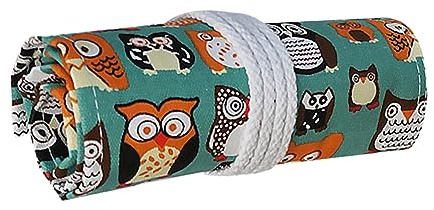 SEWOART Handgefertigtes Baumwoll Leinen Rollmäppchen mit 48 Löchern und Kordel Leicht zu Reinigen und Reißfest für Schüler und Kinder zum Aufrollen und Transportieren von Stiften