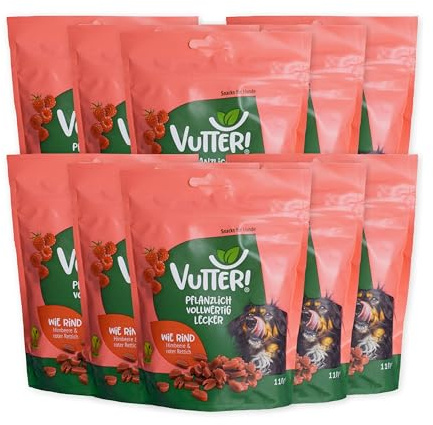 VUTTER ! Snack Wie Rind, 10x110 g: Hundeleckerli Vegan. Pflanzliche Leckerlis - Belohnung für Hunde. Leckerli ohne tierische Proteine. Glutenfrei auf Reismehlbasis – Snacks ohne Zucker & Farbstoffe