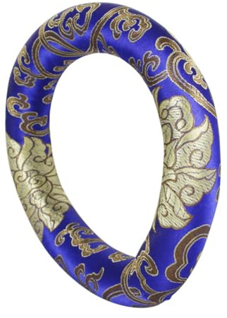 Parliky Rundes Klangschalenkissen aus Blauem Seidenstoff Weiches Meditation Bowl Pad Langlebige Schalenmatte für Klangschalen Schutz und Dekorative Wohnaccessoires