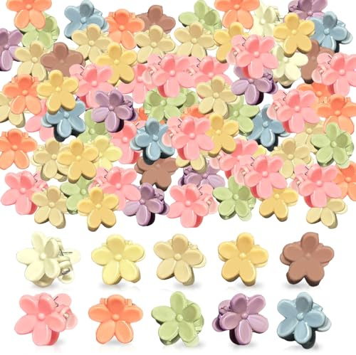 200 Stück Kleine Blumen Haarklammern, Bunte Mini Blumen Haarspangen Haarklammer Blume Klein Mini Haarklammer Clips für Kinder Mädchen Frauen