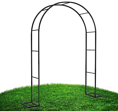 Arche de jardin en métal pour décoration de ballons de mariage, treillage de plantes grimpantes, tonnelle de jardin, 119 cm de large x 221 cm de haut, couleur noire, parfaite pour les événements en