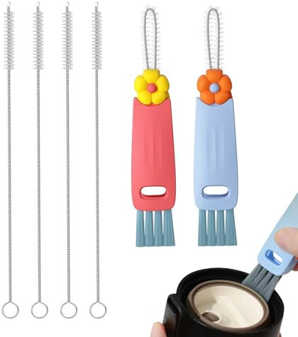 6Pcs Cup Lid Cleaning Brush, Multifunctional Bottle Gap Cleaner, Bottle Crevice Cleaning Brush, Portable Brush Set for Home Bar Office