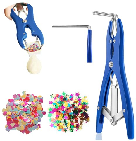 GCFTIFF Ballon Expander Zange zum Füllen von Paillette Blütenblätter Federn | Balloon Stuffing machine,clear Ballons für Füllung,Ballon Füllmaschine mit 2 Konfetti-Füllungen (Herz- und Sternformen)