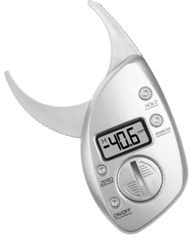 BIUDECO Calibrador Digital de Grasa Corporal Portátil Medidor de Grasa Pantalla LCD Pinza para Pliegues Cutáneos en Color Plateado Herramienta Precisa para Salud y Fitness