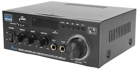 Ghzste Amplificatore Audio Stereo 50 W X 2, Home Theater con USB, Slot per Scheda di memoria, Presa di Ingresso Microfono per Telefoni Cellulari, Tablet, PC, Lettori MP3, (Presa UE)