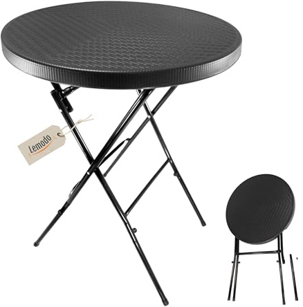 Lemodo Stehtisch klappbar 80 cm (Höhe 110 cm, bis 50 kg belastbar) – mit Kunststoff-Tischplatte & Stahlgestell, abnehmbare Beine, platzsparend für Gartenparty, Hochzeit & Balkon