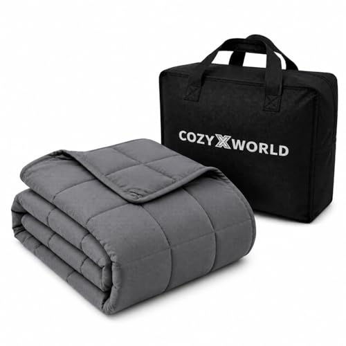 COZYXWORLD Gewichtsdecke Erwachsene 135x200 cm 7kg, Baumwolle Therapiedecke | Weighted Blanket Schwere Decke mit Glasperlen 7-Schichten-Aufbau und atmungsaktivem Baumwollbezug Oeko-Tex Zerti Grau