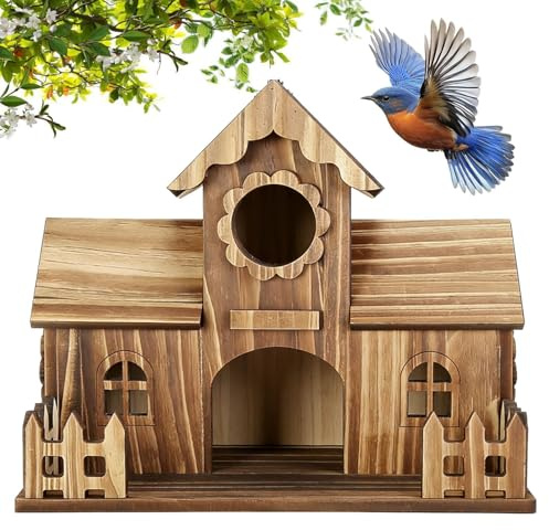 Nichoirs pour merle bleu d'extérieur,Style rustique naturel pour la | décoration - Refuge pour Oiseaux | Pour l'alimentation et la reproduction dans le jardin, la terrasse, le balcon, l'arbre, le