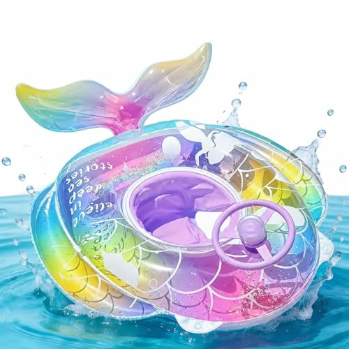 Flotador para Bebe, SilverChry Boia Insulflavel Piscina Bebe, Anillo de Natación Inflable, Cola de Sirena para Pool Beach, Anillo de Natación de PVC para Niños