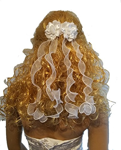 LadyMYP Haarschmuck/Kopfschmuck/Haarbänder mit Perlen auf Zwei Blüten Hochzeit Kommunion (weiß)