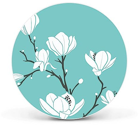 banjado Magnettafel Ø 47cm Weiß - Magnetwand aus Metall - Magnetpinnwand als Memoboard - Pinnwand Magnettafel Küche, Büro, Kinderzimmer inkl. 4 Magnete & Montageset - Magnolien