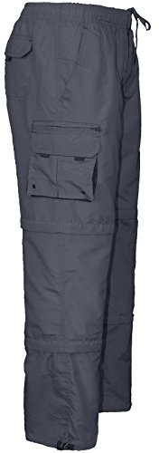 Mens 3 in 1 Trousers Zip Off Combat Cargo Pocket Summer Elasticated Shorts Pants[Navy,M]