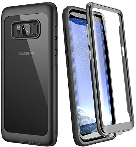 WE Love CASE Schutzhülle für Samsung Galaxy S8, 360-Grad-Schutzhülle, stoßfest, mit integriertem Displayschutz und transparenter Rückseite, für Samsung Galaxy S8, Schwarz