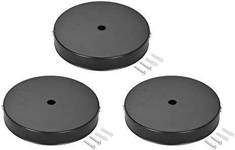 uxcell Retro Light Canopy Kit Wall Sconce Lamp Plate Fixture 120mm 4.7Inch Black 3Pcs