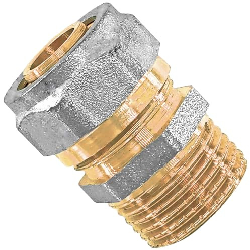MegaHaustechnik Übergang mit 3/4 Zoll Außengewinde AG Schraubfitting für Mehrschichtverbundrohr 26x3 mm (AußenØ x Wandstärke) aus Messing Verschraubung Trinkwasser geeignet